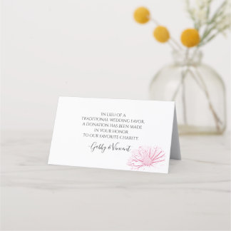Pink Daisy Effect Floral Wedding Charity Favors Place Card