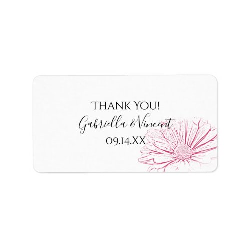 Pink Daisy Effect Wedding Thank You Favor Tags