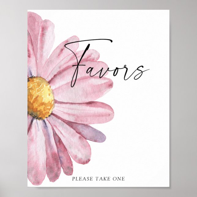 Pink daisy Favors Poster (Front)