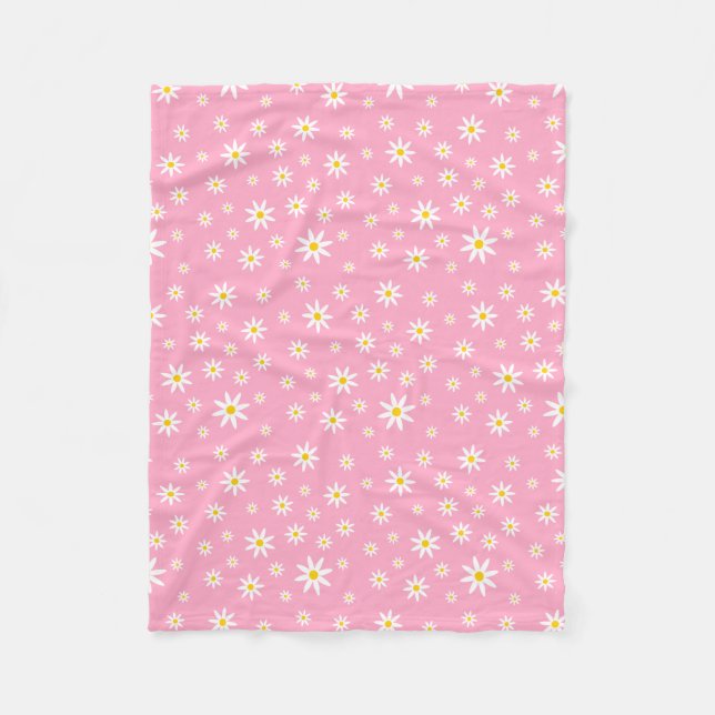 Pink Daisy Fleece Blanket (Front)