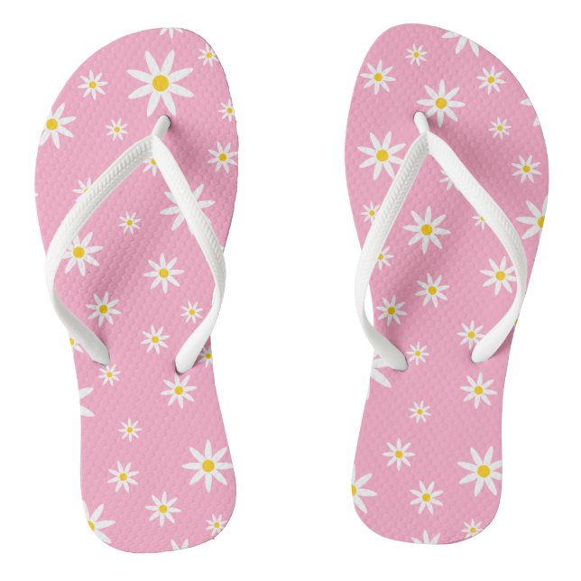 Pink Daisy Flip Flops (Footbed)