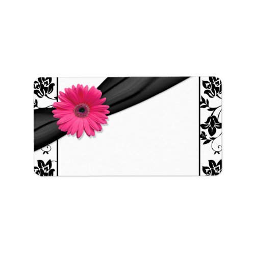 Pink Daisy Floral Blank Wedding Address Labels