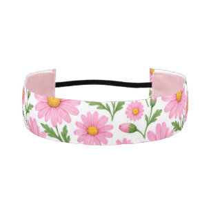 Pink Daisy Floral Botanical Pattern Headband