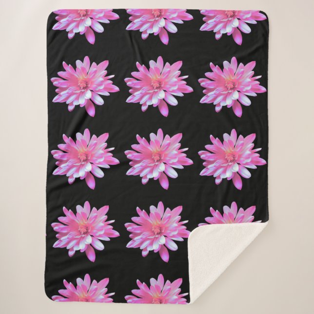 Pink daisy, floral photo sherpa blanket (Front)