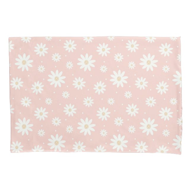 Pink Daisy Floral Pillow Case (Front)