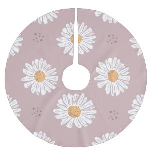 Pink Daisy: Floral Repeat Pattern. Brushed Polyester Tree Skirt
