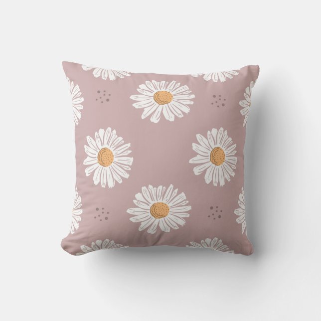 Pink Daisy: Floral Repeat Pattern. Throw Pillow (Front)