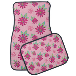 Pink daisy floral seamless patternart, beauty, blo car floor mat
