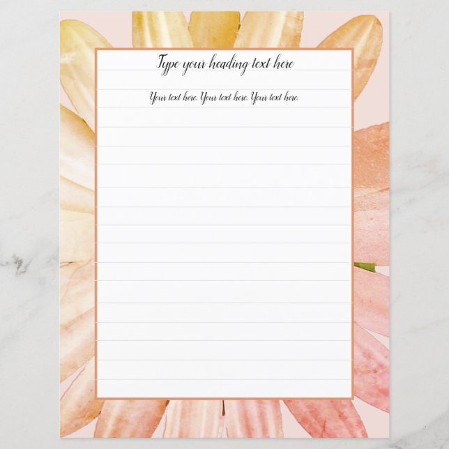 Pink Daisy Floral Writing Paper (Front)