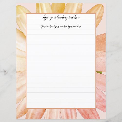 Pink Daisy Floral Writing Paper
