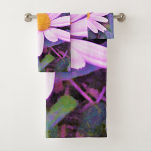 Pink Daisy Flower Bath Towel Set