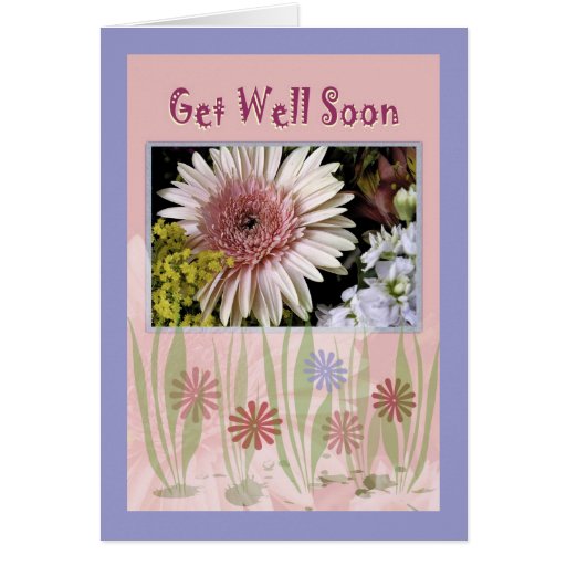 Pink Daisy Flower Bouquet, Friend, Get Well Soon Card | Zazzle