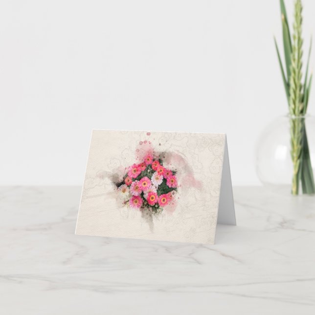 Pink Daisy Flower Card (Front)