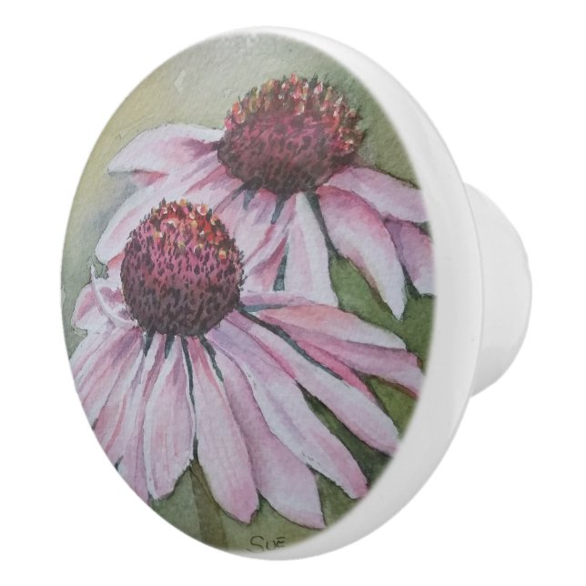 PINK DAISY FLOWER CERAMIC KNOB (Right)