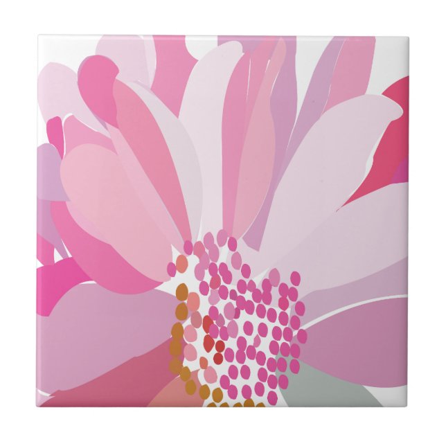 Pink Daisy Flower    Ceramic Tile (Front)