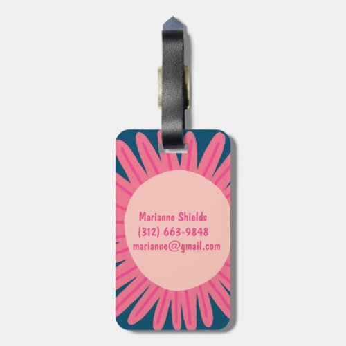 Pink Daisy Flower CUSTOMIZED INITIALS Luggage Tag