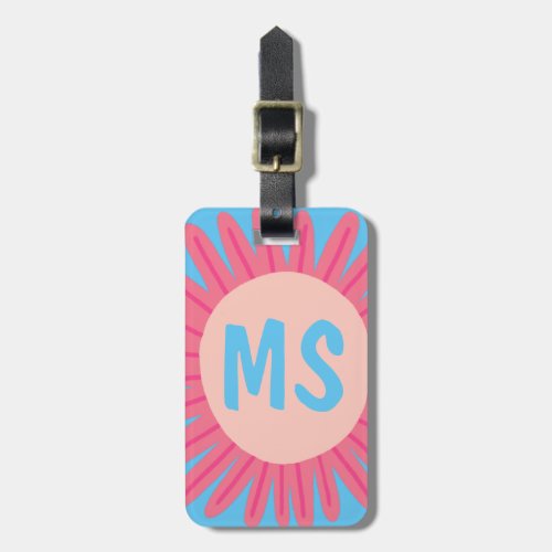 Pink Daisy Flower CUSTOMIZED INITIALS Luggage Tag