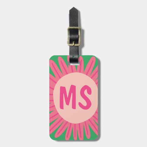 Pink Daisy Flower CUSTOMIZED INITIALS  Luggage Tag