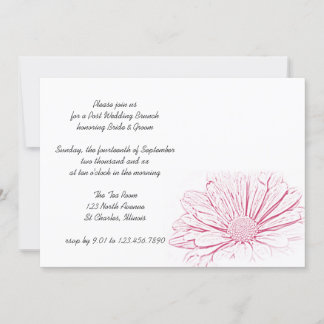 Pink Daisy Flower Effect Post Wedding Brunch Invitation