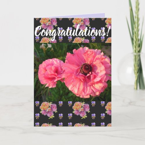Pink Daisy Flower Floral Conrgatulations art Card