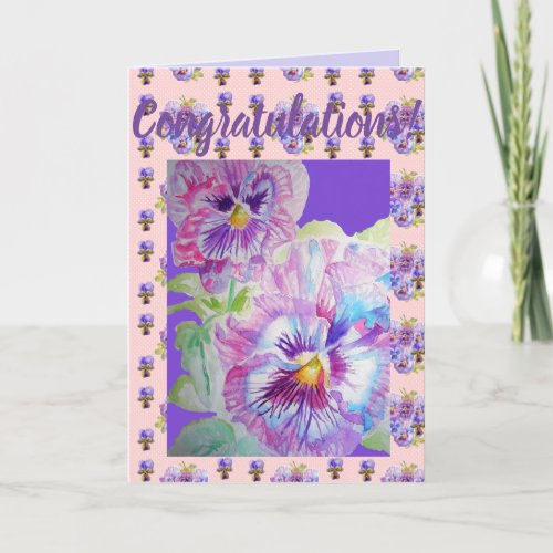 Pink Daisy Flower Floral Conrgatulations art Card