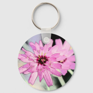 Pink daisy flower. Floral photo art. Keychain