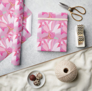 Pink Daisy Flower Floral Wrapping Paper