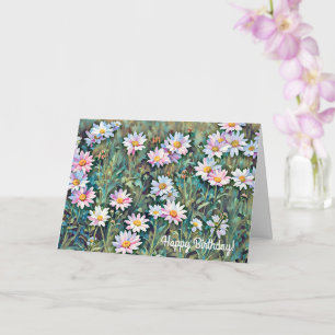 Pink Daisy Flower Garden Art Birthday Card