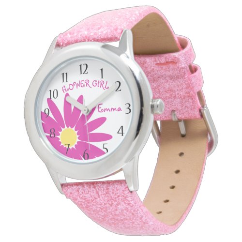 Pink Daisy Flower Girl Wristwatches