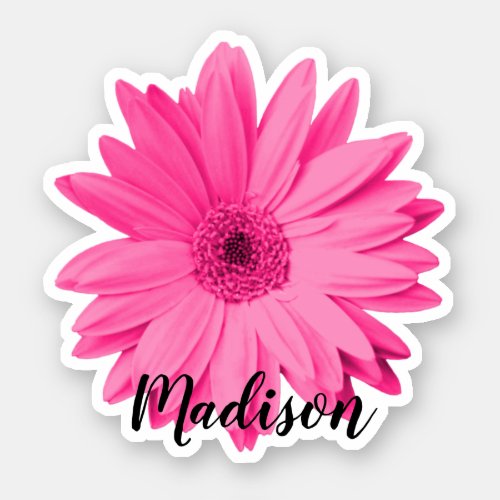 Pink Daisy Flower Name Sticker