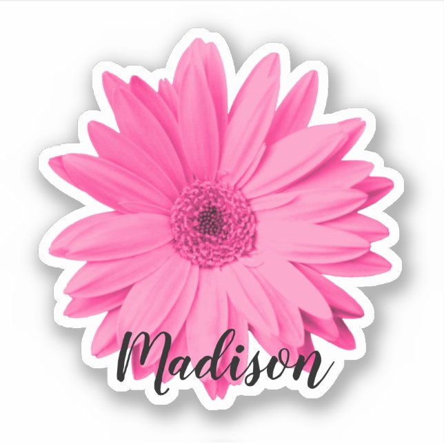Pink Daisy Flower Name Sticker (Front)