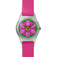 Pink Daisy Flower On Green Beautiful Wrist Watch at Zazzle