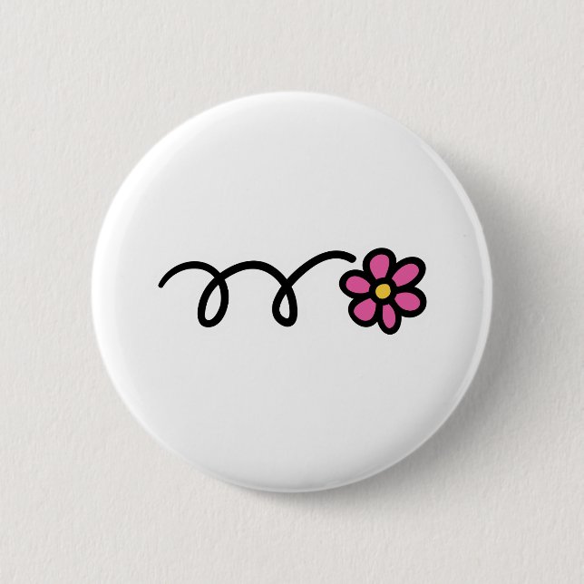 Pink daisy flower pinback button (Front)