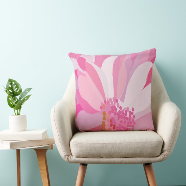 Pink Daisy Flower  Throw Pillow (Chair)
