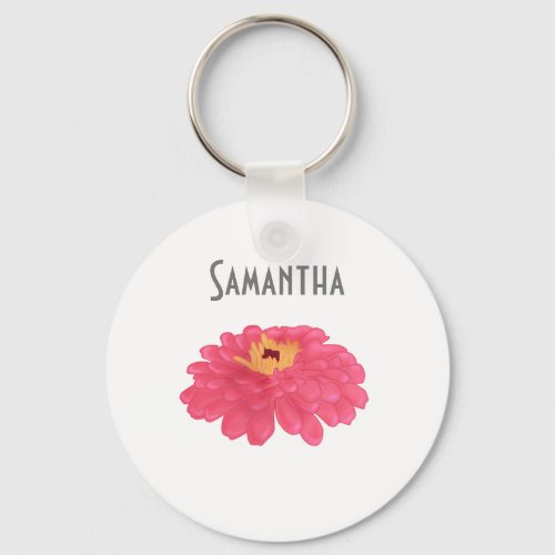 Pink Daisy Flower Womens Customisable Pretty Keychain