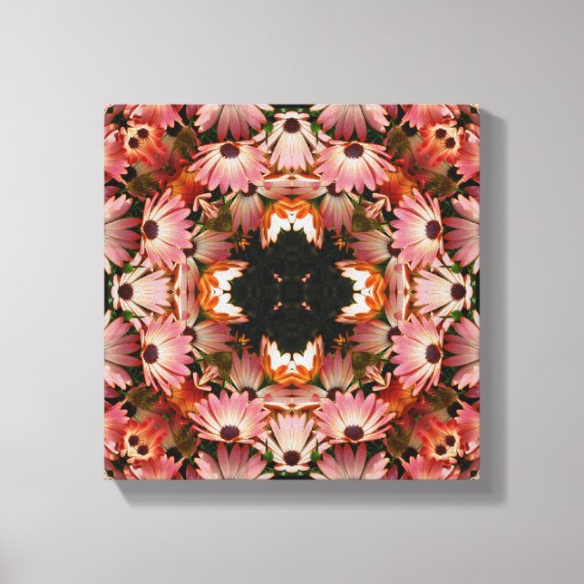 Pink Daisy Flowers Abstract Floral Art  Canvas Print (Front)
