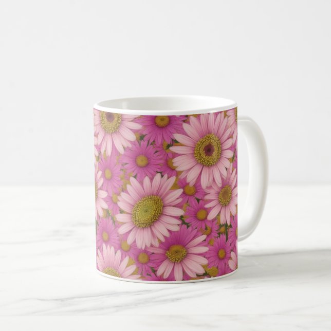 Pink Daisy Flowers Coffee Mug (Front Right)