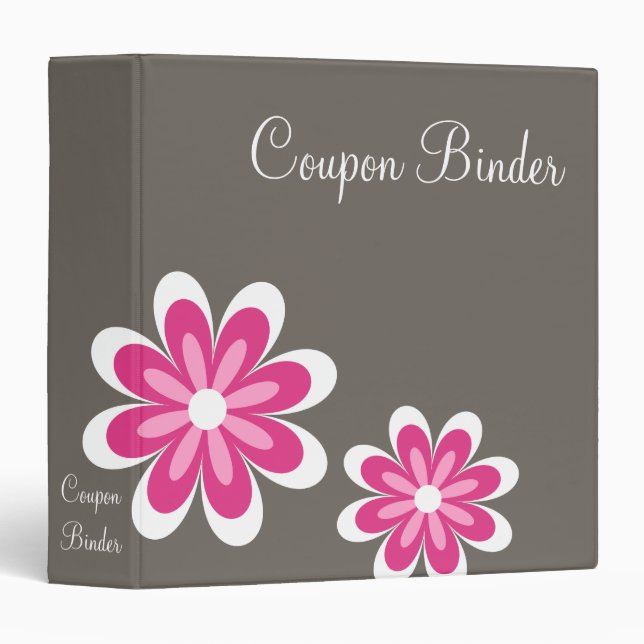 Pink Daisy Flowers Coupon Organizer Binder (Front/Spine)