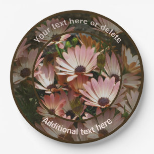 Pink Daisy Flowers Personalized Party Paper Plates