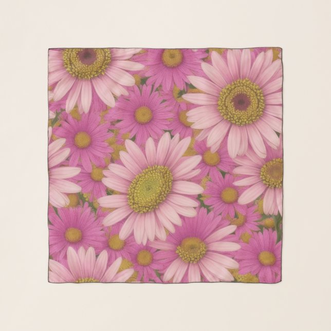 Pink Daisy Flowers Scarf (Front)
