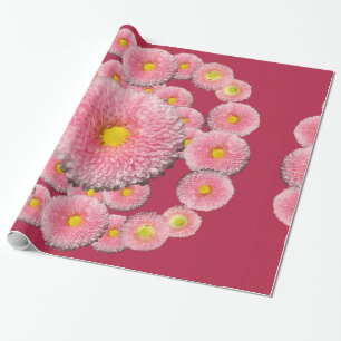 Pink Daisy Flowers Wrapping Paper