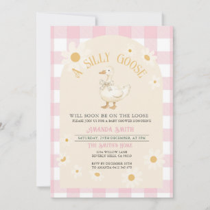 Pink Daisy Girl Goose Baby Shower Invitation