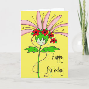 Pink Daisy Happy Birthday Card