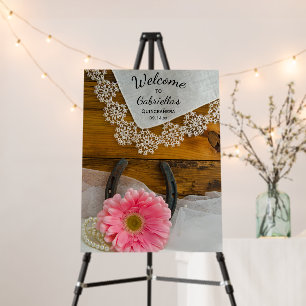 Pink Daisy Horseshoe and Lace Western Quinceañera Foam Board