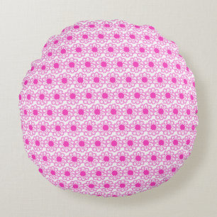 Pink Daisy Illustration Round Pillow