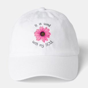 Pink Daisy It Is Well With My Soul Floral Light Hat
