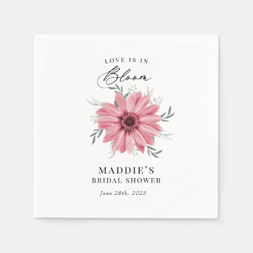 Pink Daisy Love is in Bloom Bridal Shower Napkins
