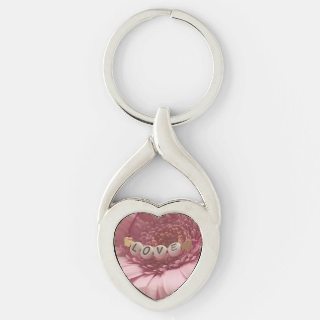 Pink Daisy Love Keychain (Front)