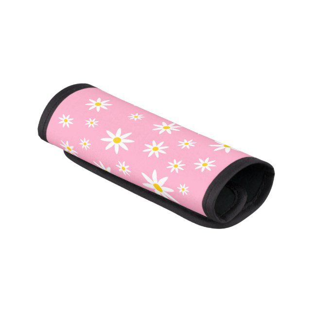 Pink Daisy Luggage Handle Wrap (Angled)