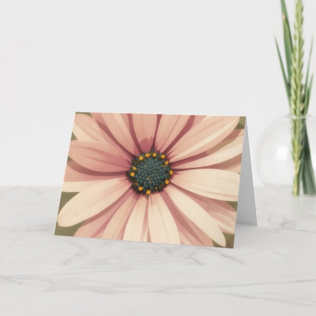 Pink Daisy Mid-Century Modern Art Style Note Card (Front)